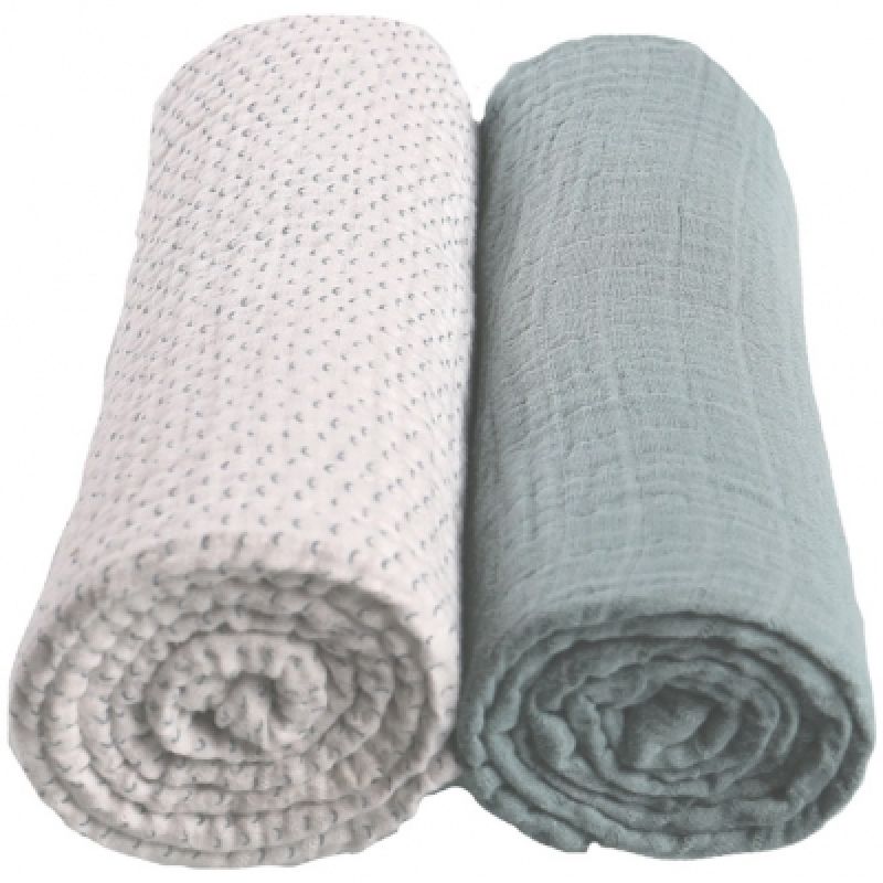 Lot de 2 draps housses coton bio vert d'eau Moris & Sacha (60 x 120 cm) Noukie's