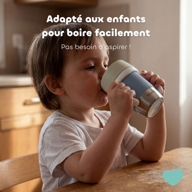 Tasse d'apprentissage inox Click and drink Galet Béaba Ambiance 5