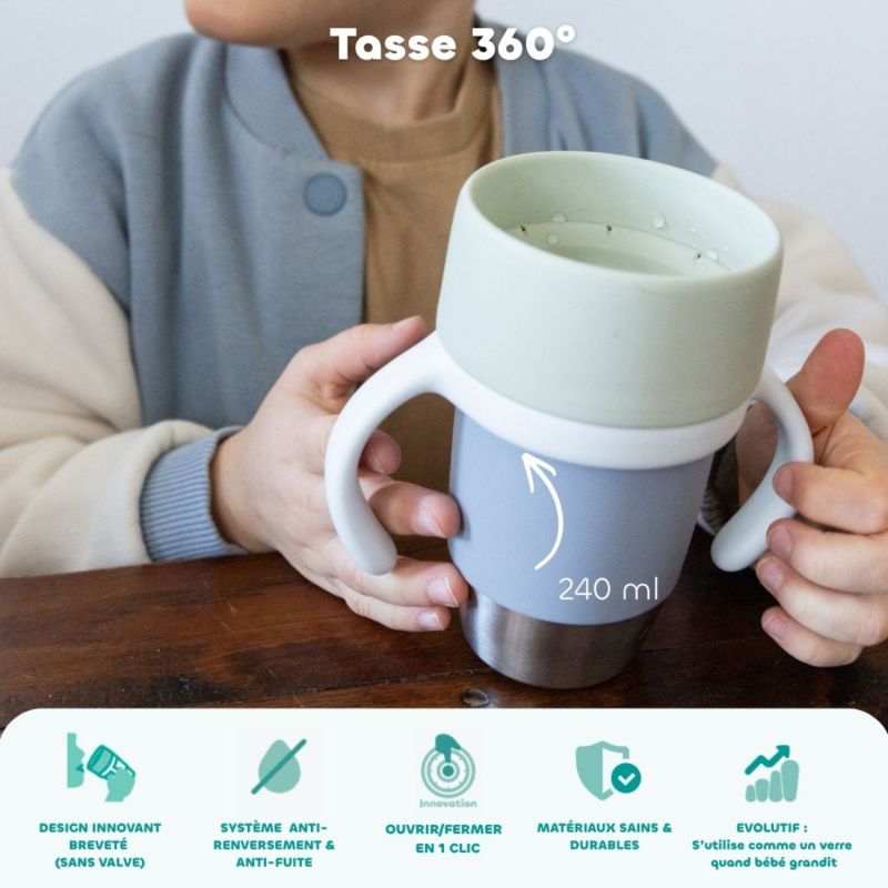 Tasse d'apprentissage inox Click and drink Galet Béaba Ambiance 7