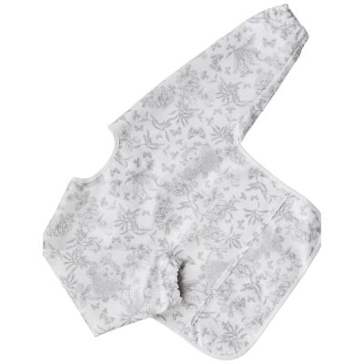 Bavoir manches longues Toile de Jouy gris clair