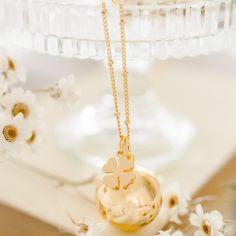 Bola de grossesse Gri-Gri Trèfle chaîne (or jaune 18 carats) - Pleine Lune