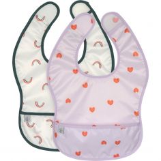 Lot de 2 bavoirs Happy Rascals Coeur lavande - Lässig 