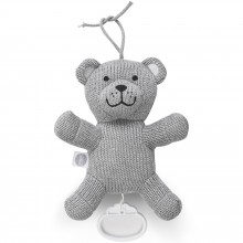 Peluche musicale Natural knit ours gris (19 cm)  par Jollein