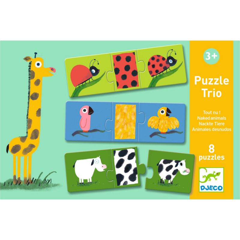 Lot de 8 puzzles Tout nu ! (3 pièces) Djeco