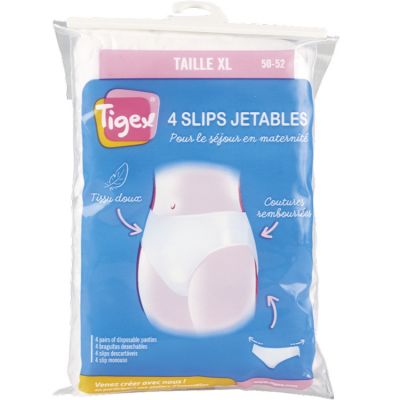 Lot de 4 slips jetables taille XL (Taille 48/50) Tigex