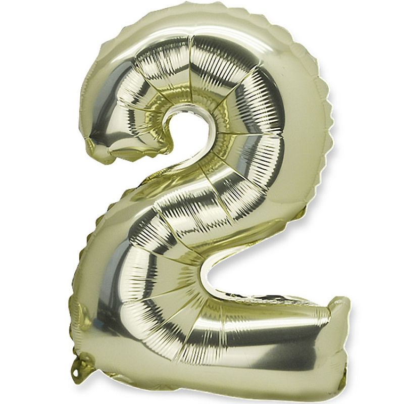 Petit ballon en mylar chiffre 2 doré (36 cm) Arty Fêtes Factory