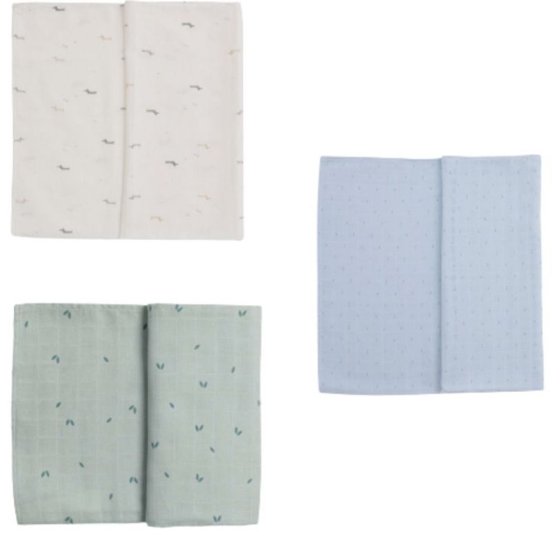 Lot de 3 mini langes en mousseline de coton bio (50 x 50 cm) Gloop !