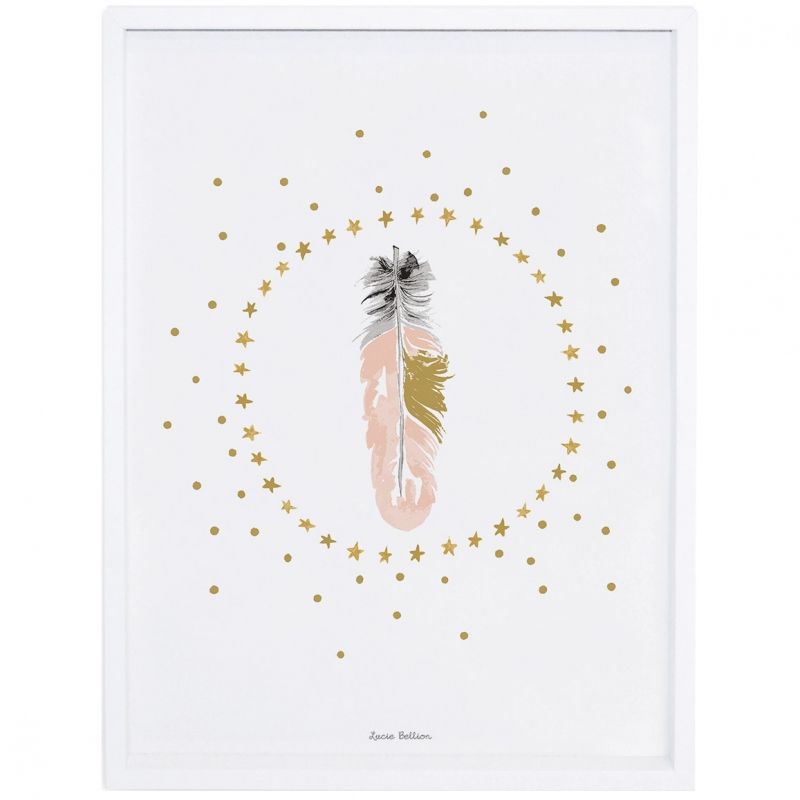 Affiche encadrée plume rose Flamingo by Lucie Bellion (30 x 40 cm) Lilipinso