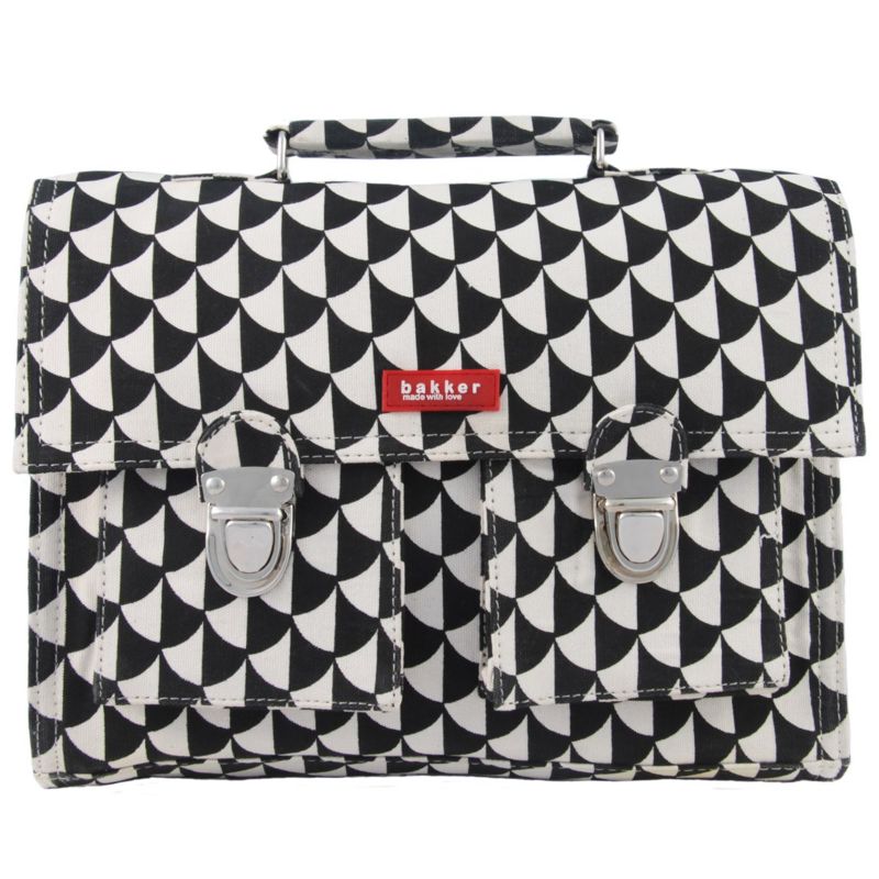 Petit cartable canvas Matahari noir et blanc Bakker made with love