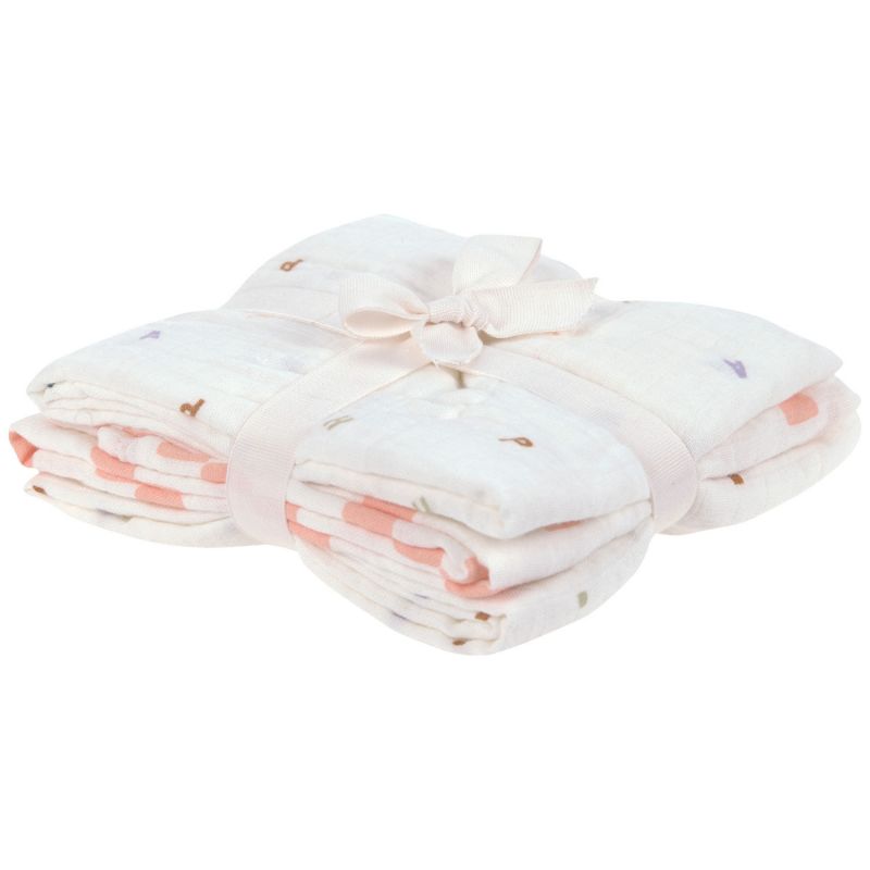 Lot de 3 langes mousseline GOTS Happy Fruits pêche (60x60 cm) Lässig Produit 3