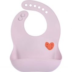 Bavoir en silicone Happy Rascals Coeur lavande - Lässig 