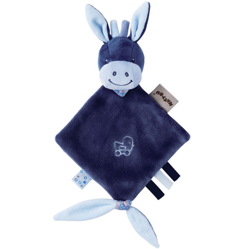 Mini doudou attache sucette Alex l'âne (20 x 30 cm) Nattou