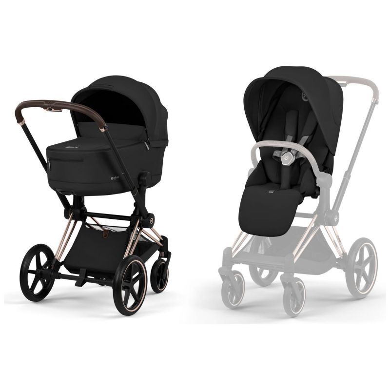 Duo PRIAM 2026 Poussette tout-terrain avec nacelle pliable et Châssis Rose Gold Sepia Black Cybex Produit 1