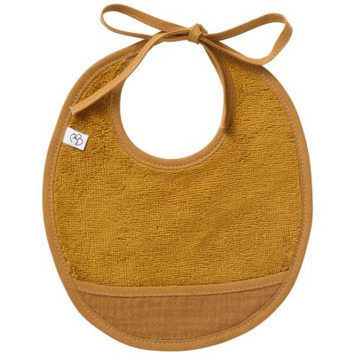 Bavoir naissance bi-matière havane