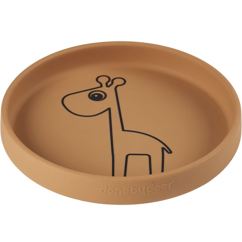 Assiette en silicone jaune Raffi la girafe Done by Deer