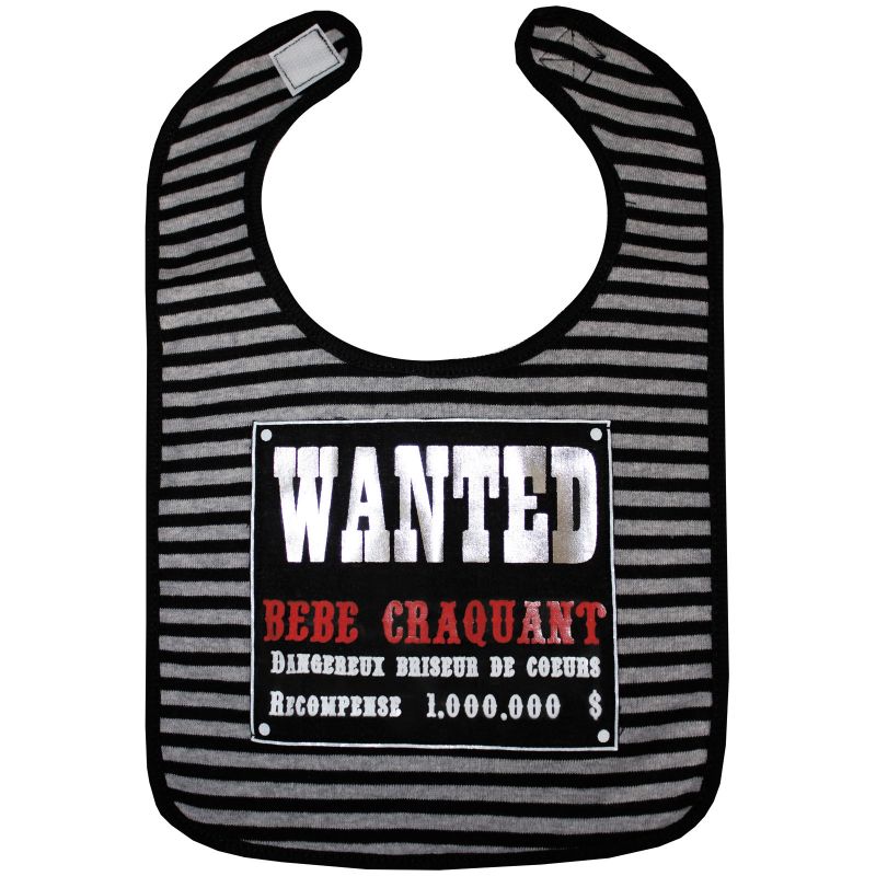 Bavoir ''Wanted'' rayé gris - noir BB & Co