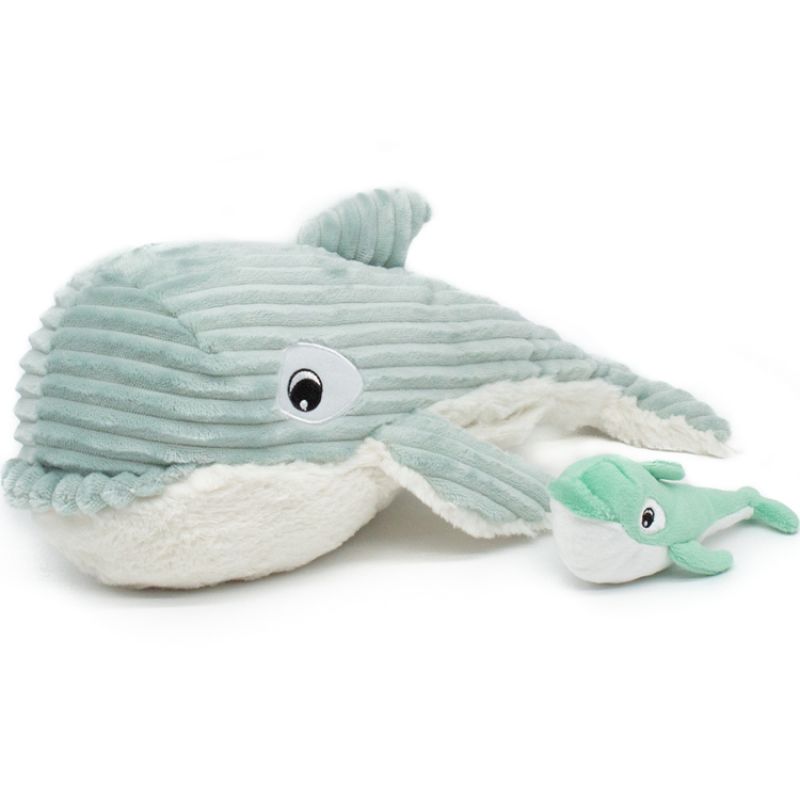 Peluche Morfalou l'orque maman et bébé Les Ptipotos menthe Les Déglingos