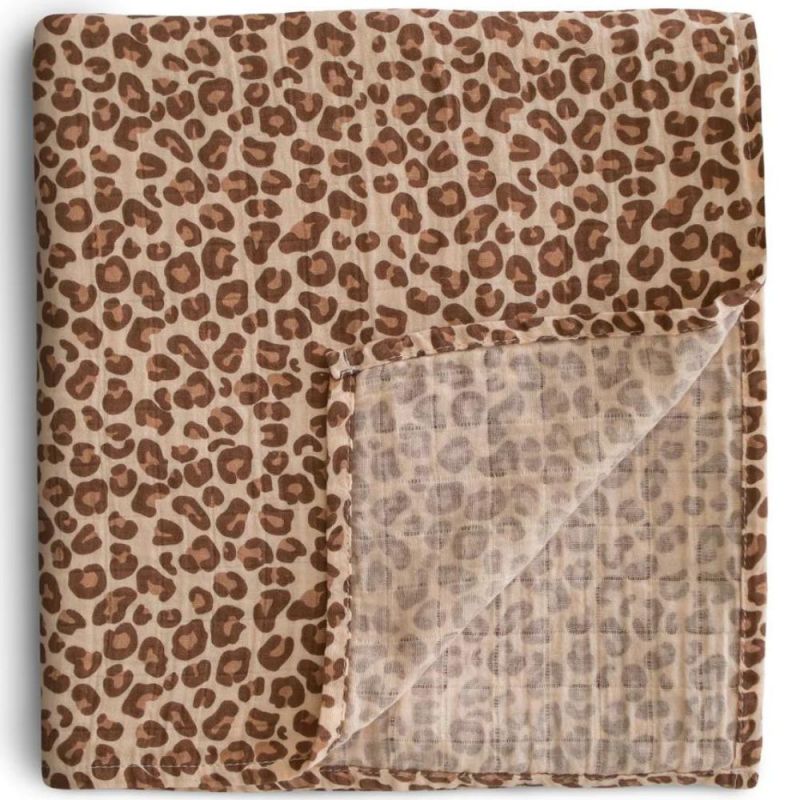 Maxi lange en coton bio Leopard (120 x 120 cm) Mushie