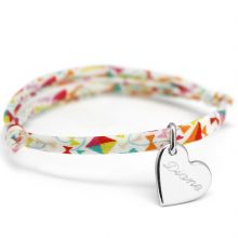 Bracelet cordon liberty Kids coeur avec fermoir personnalisable (argent 925°)  par Petits trésors