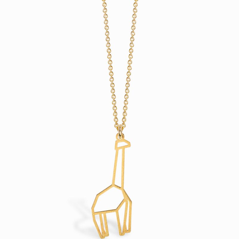 Collier chaîne 40 cm pendentif Origami girafe 19 mm (vermeil doré) Coquine