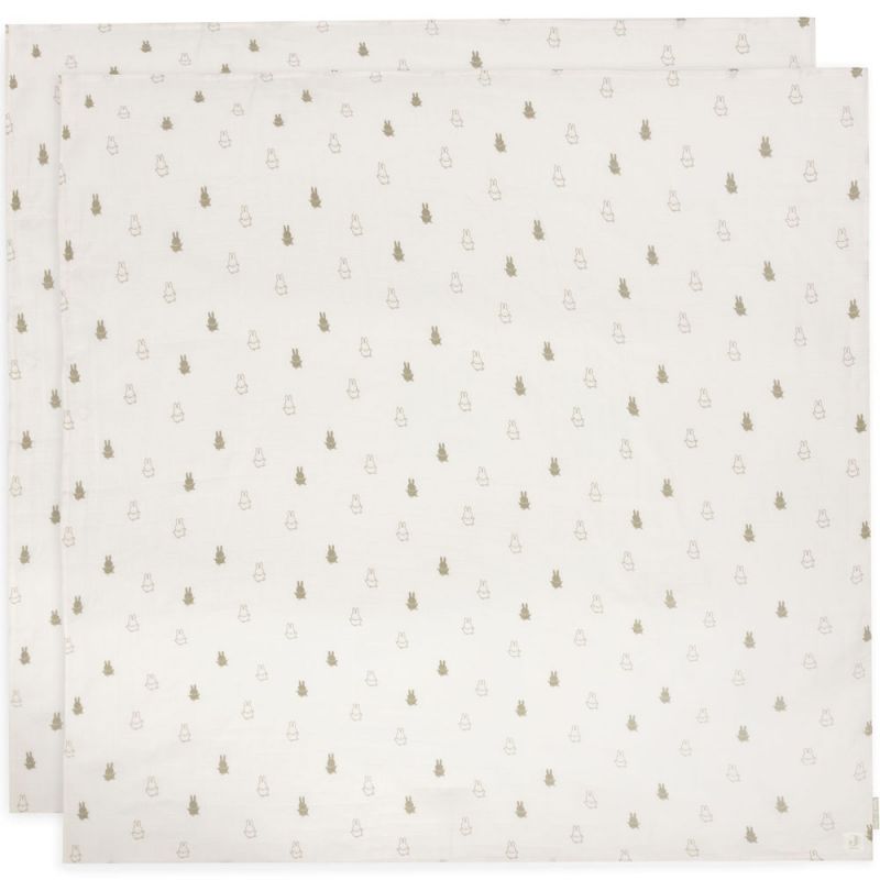 Lot de 2 langes en coton Happy Miffy Olive Green (115 x 115 cm) Jollein
