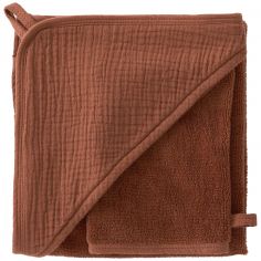 Cape de bain + gant bambou et gaze toffee - BB & Co
