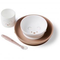 Coffret repas Ours Blanc-Marron (4 pièces) - Nattou