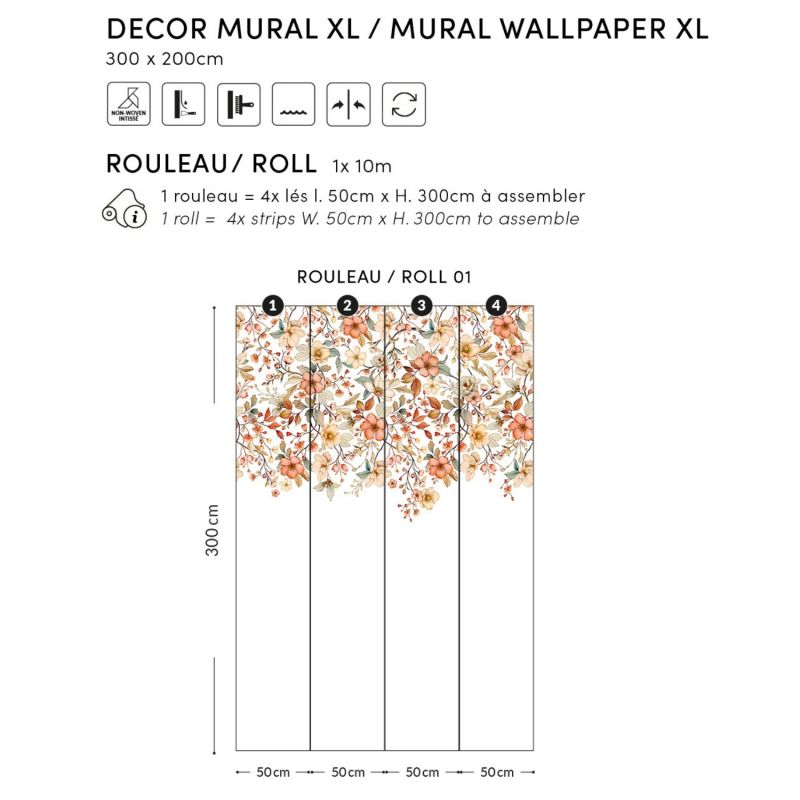 Papier peint panoramique Decor Jardin fleuri (2m x 3m)  Lilipinso Produit 3
