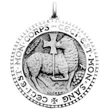Médaille Agneau Mystique  (or blanc 750°)  par Becker
