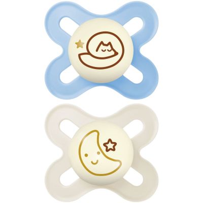 Lot de 2 sucettes Original Naissance Nuit en silicone bleu (0-2 mois)