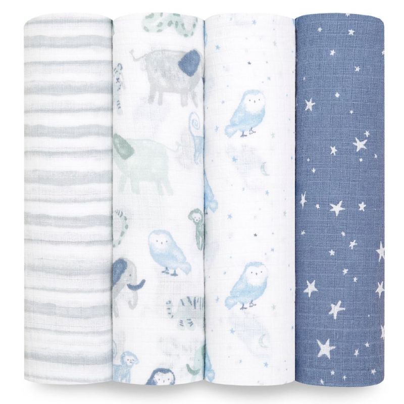 Lot de 4 maxi langes en coton Time to Dream (112 x 112 cm) aden + anais