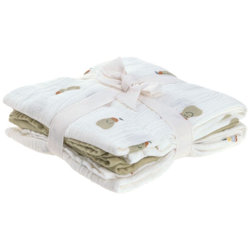 Lot de 3 langes mousseline GOTS Happy Fruits Poire (60x60 cm) Lässig Ambiance 3