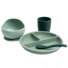 Coffret repas en silicone Vert Sauge-Vert Sapin (4 pièces) - Trois Kilos Sept