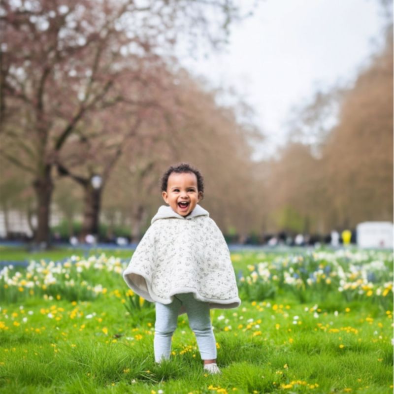 Poncho polaire Teddy Olive Bloom Babyshower Ambiance 2