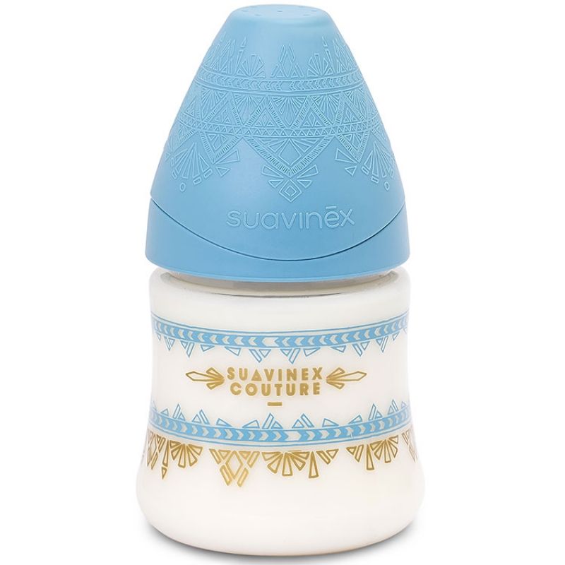 Biberon Couture Ethnic bleu et doré (150 ml) Suavinex