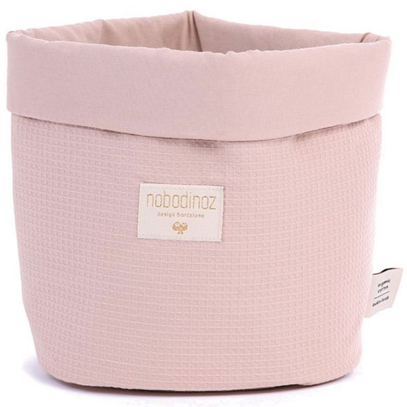 Panier de toilette Panda Nid d'abeille coton bio Misty pink (20 x 24 cm) Nobodinoz
