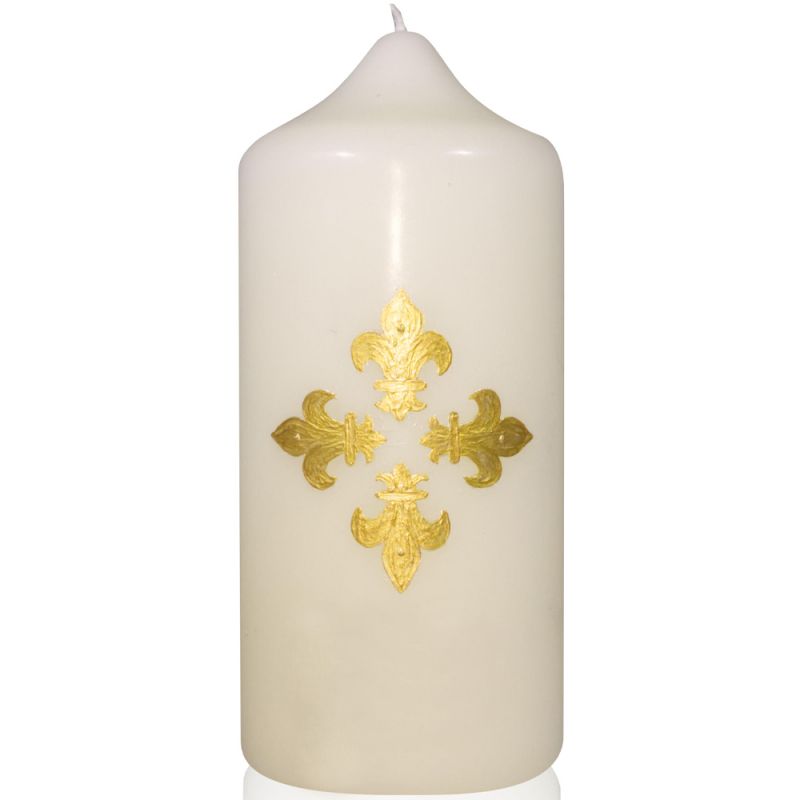 Bougie de baptême Fleur de lys Pascale Belenfant Chauveau