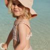 Chapeau de soleil réversible Amelia rayé rose et sable (6-9 mois)  par Liewood