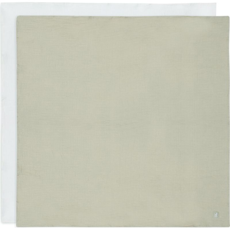 Lot de 2 maxi-langes en coton Olive Green-Ivory (115 x 115 cm) - Reconditionné Jollein Produit 1