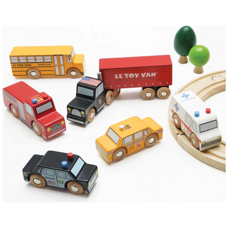 Lot de 7 voitures New-Yorkaises en bois FSC Le Toy Van Produit 3