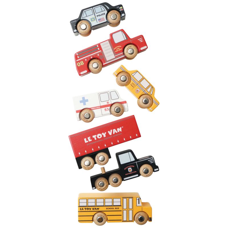 Lot de 7 voitures New-Yorkaises en bois FSC Le Toy Van Produit 4