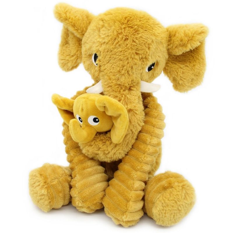 Peluche Eléphant maman et bébé Les Ptipotos Moutarde (35 cm) Les Déglingos Produit 3