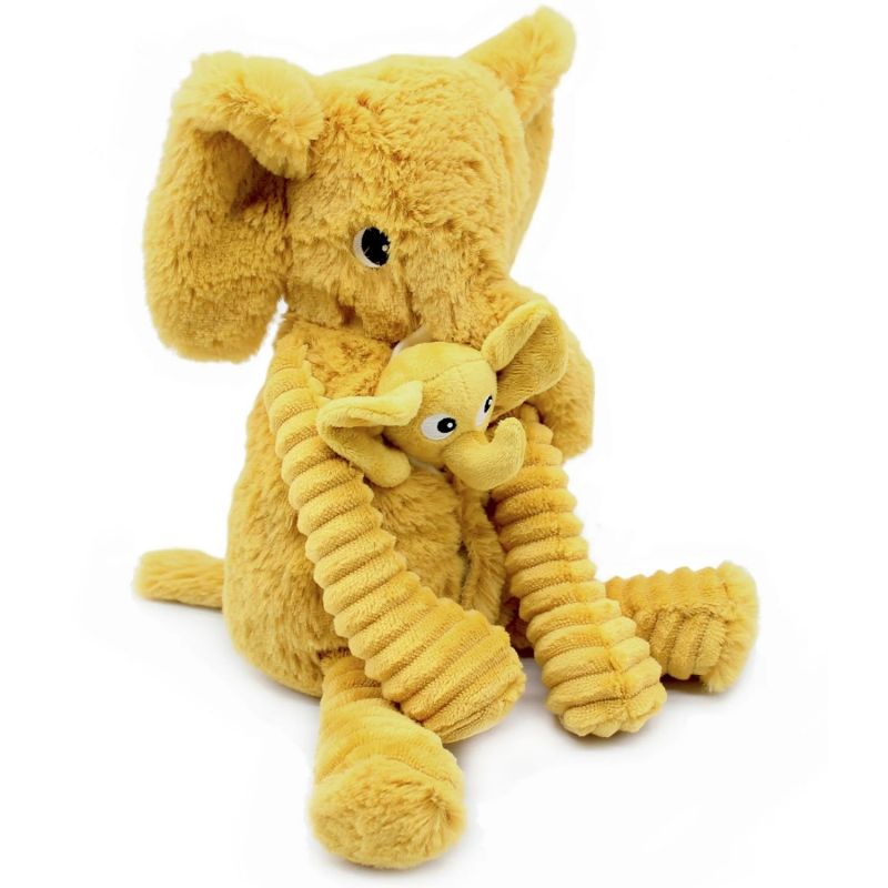 Peluche Eléphant maman et bébé Les Ptipotos Moutarde (35 cm) Les Déglingos Produit 4
