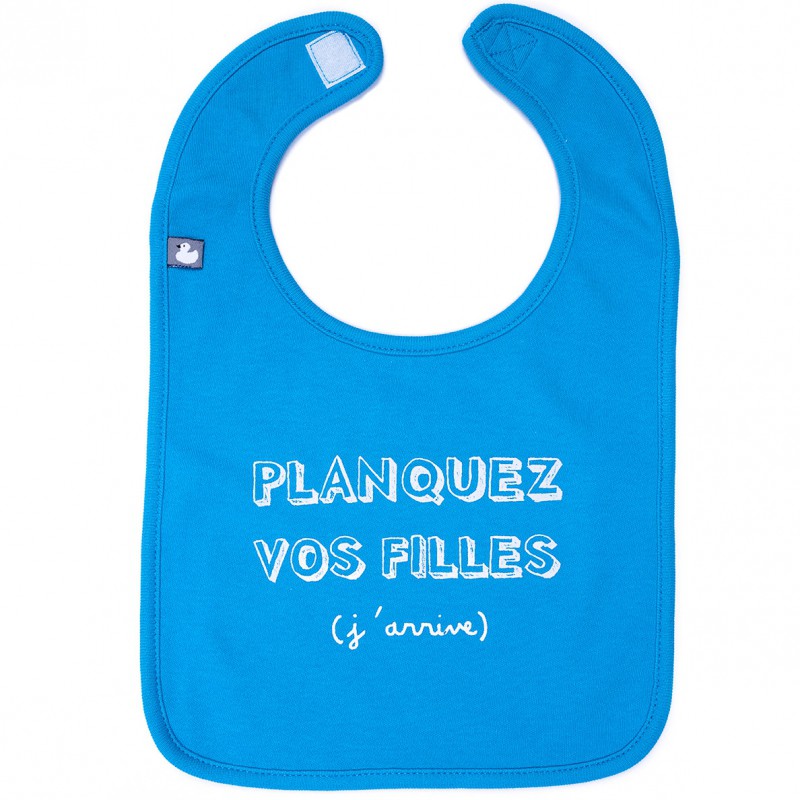 Bavoir Planquez vos filles bleu BB & Co