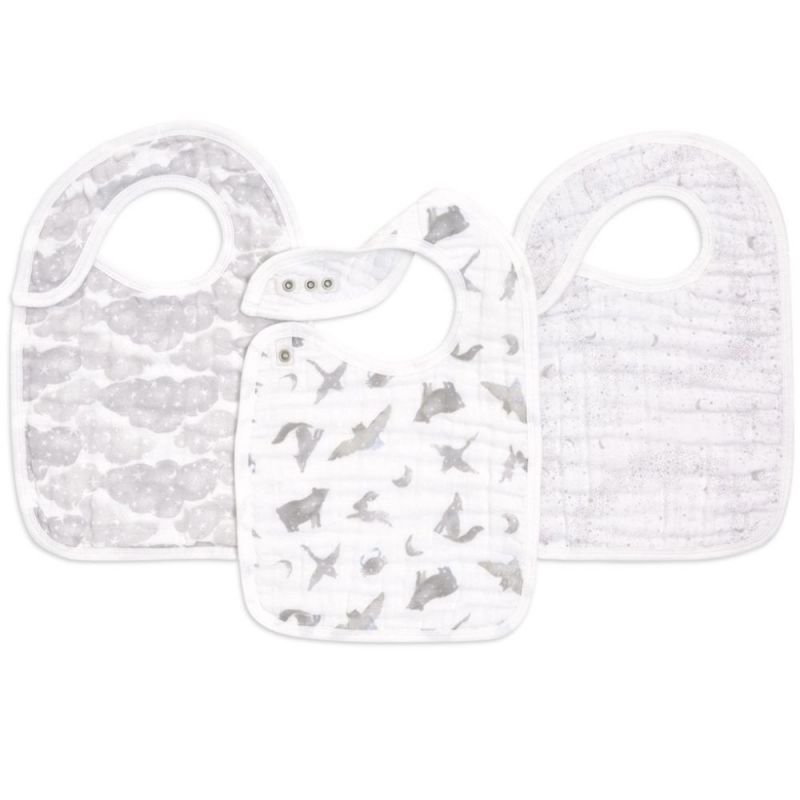 Lot de 3 bavoirs à pression en coton bio map the stars aden + anais