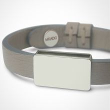 Bracelet cuir Hip-Hop Gris (argent 925° et cuir)  par Mikado