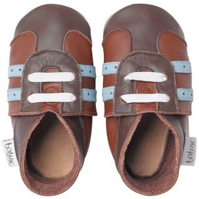 Chaussures de sport bébé cuir Soft soles marron (3-9 mois) Bobux