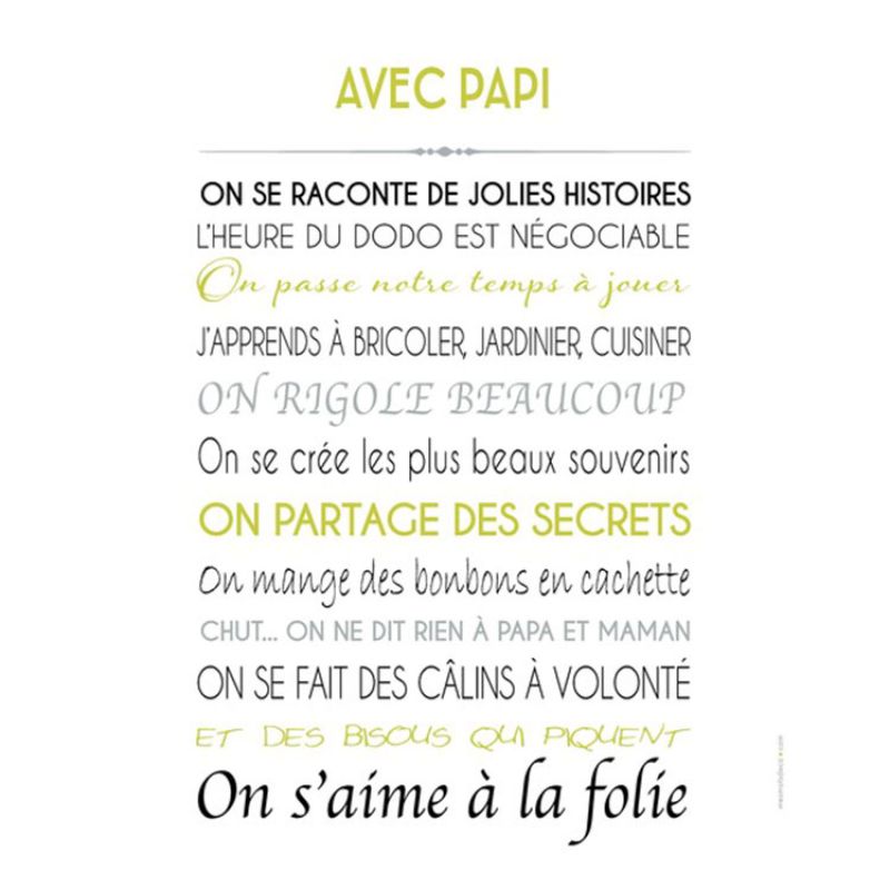 Affiche Avec Papi (40 x 50 cm) Mes Mots Déco