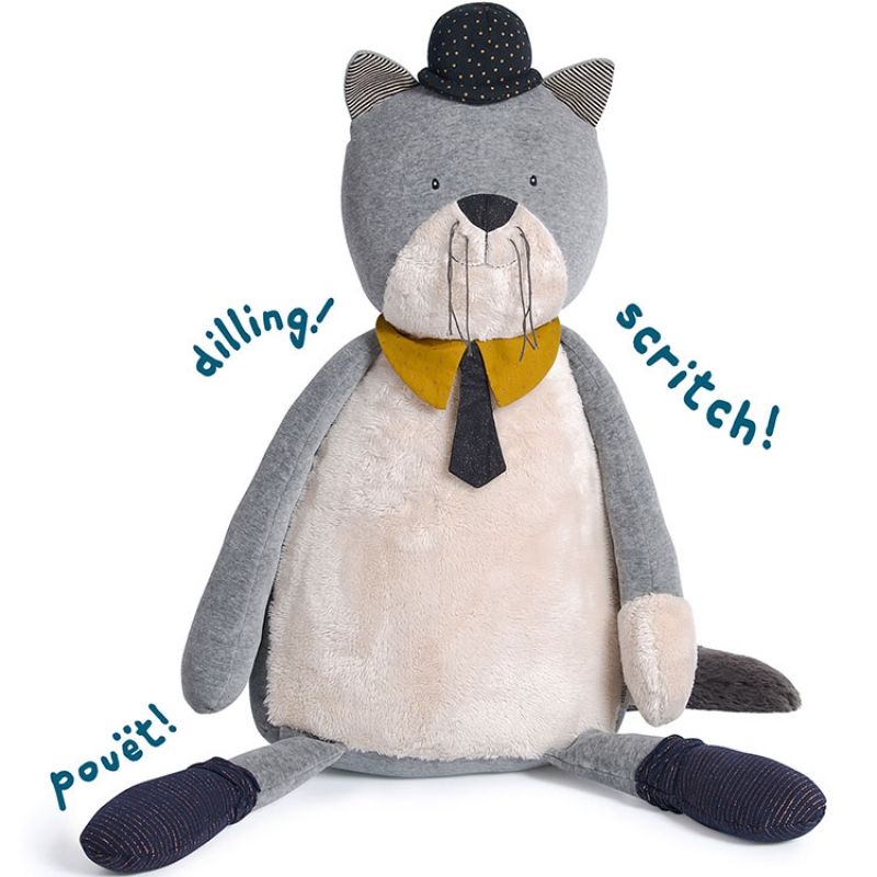 Peluche géante chat Fernand Les Moustaches (75 cm) Moulin Roty