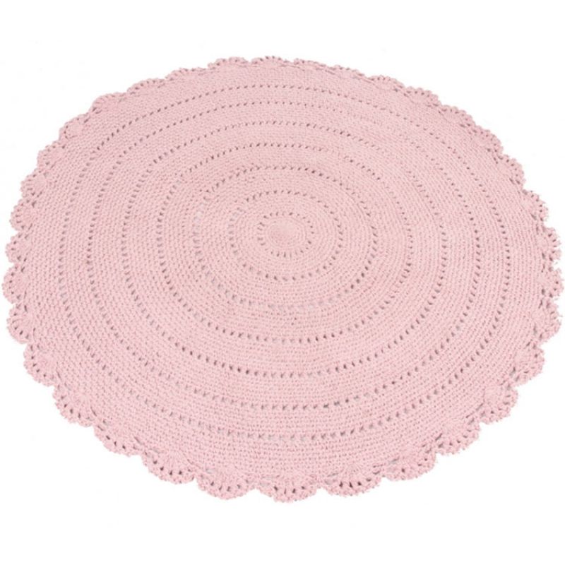 Tapis rond en crochet rose (110 cm) Kids Depot